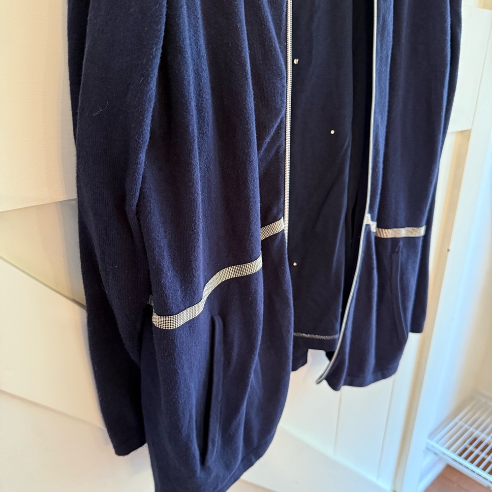 Chico's Zenergy Blue Zip Up Cardigan & Coordinating Long Sleeve Tee Sz 2 (L) - Picture 2 of 16
